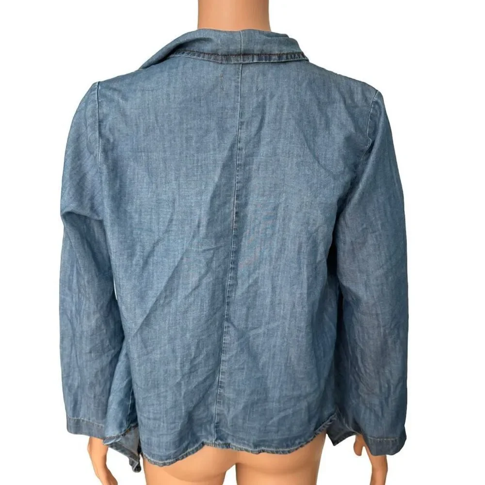 OLD NAVY youth Blue Chambray Lightweight Jacket with Waterfall collar size L NWT